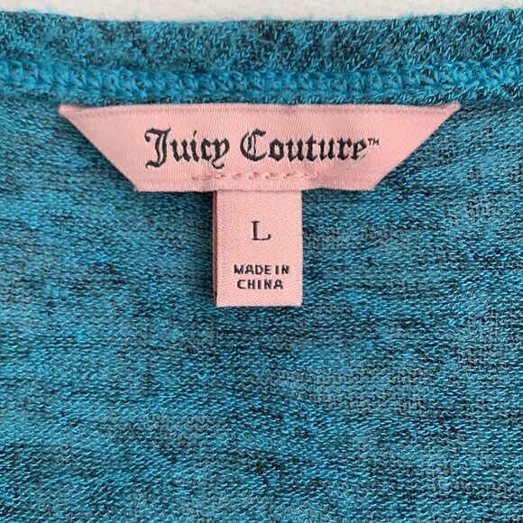 Juicy Couture Embellished Teardrop Neckline Short Sleeve Top Size L - Picture 9 of 10